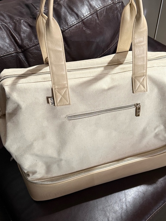 BEIS Handbags - BEIS Cream Canvas Weekender Bag